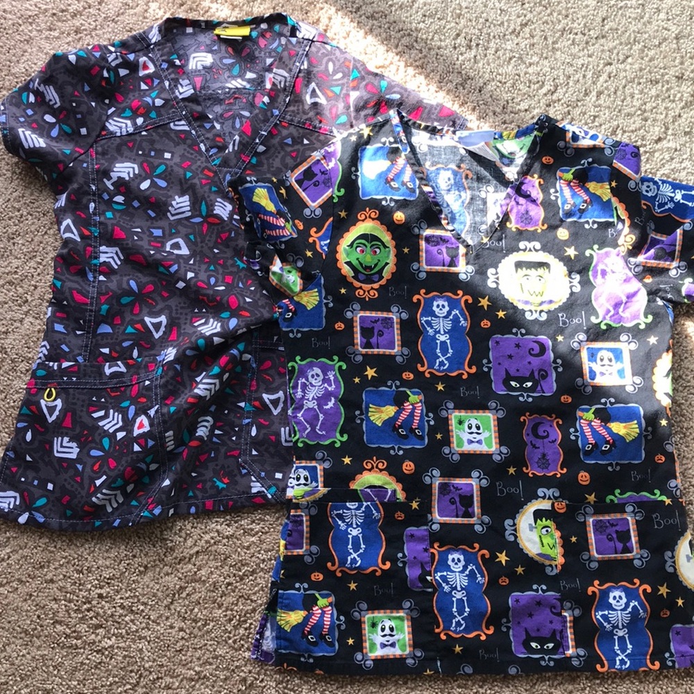 TWO Printed Scrub Tops